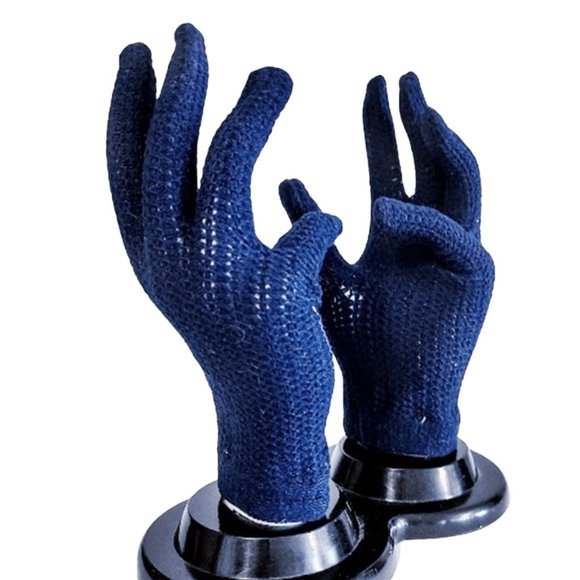 1960s Vintage Navy Blue Unworn Nylon Stretch Knit Short Gloves One Size - Picture 2 of 3